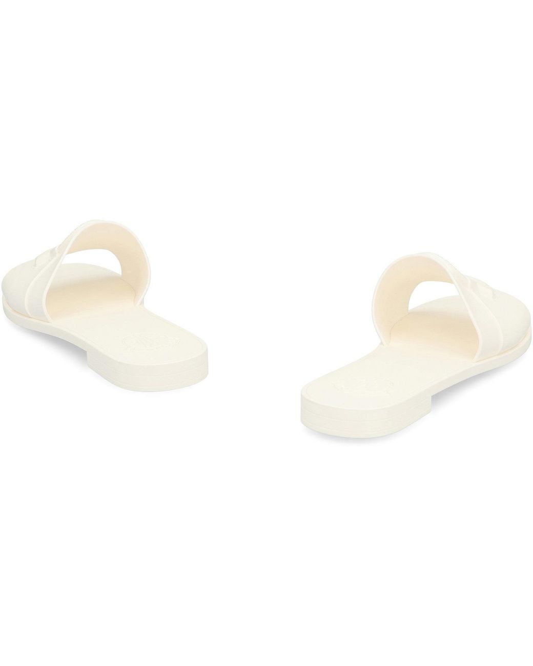 Moncler White Round-Toe Rubber Slides Sandal