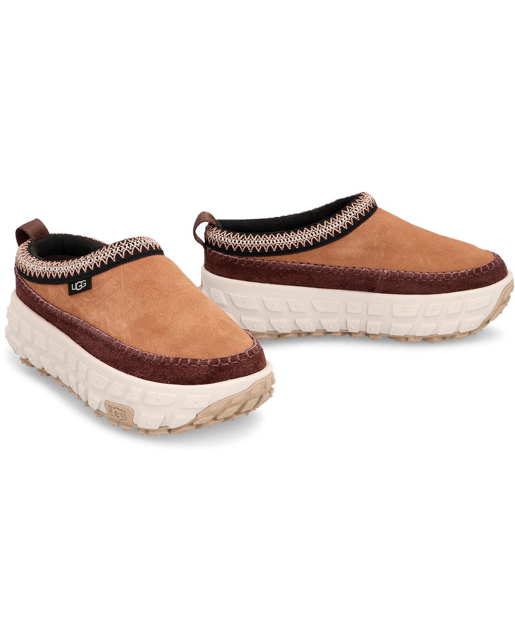 Ugg Brown Venture Daze Sheepskin Clog And Suede; Eva Sole Slippers