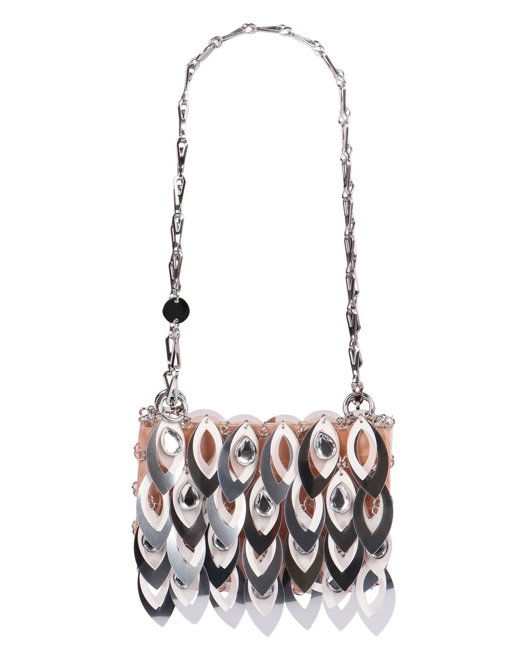 Rabanne White Nano Sparkle Leave Shoulder Bag