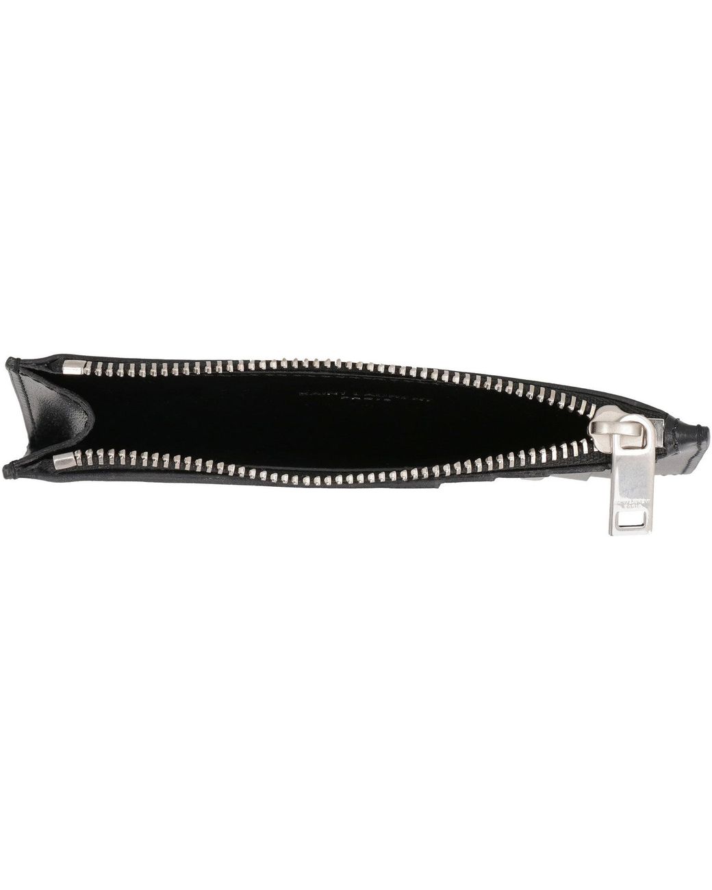 Saint Laurent Gray Smooth Leather Card Holder for men