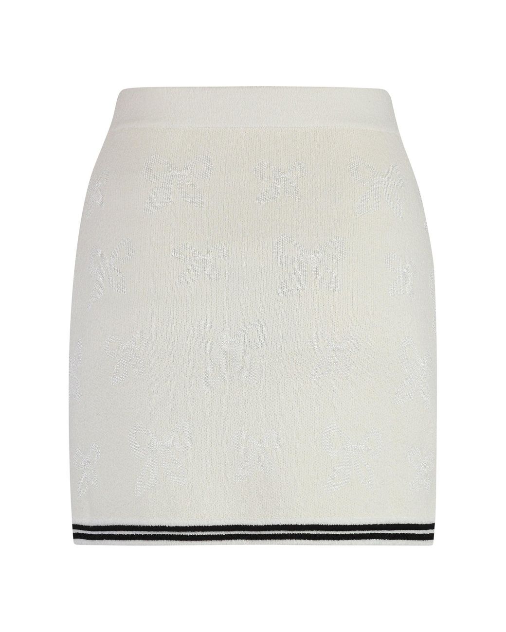 Self-Portrait White Knitted Mini Skirt Polyamide