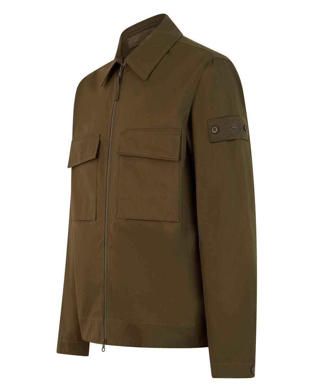 Stone Island Green Overshirt With Zip for men