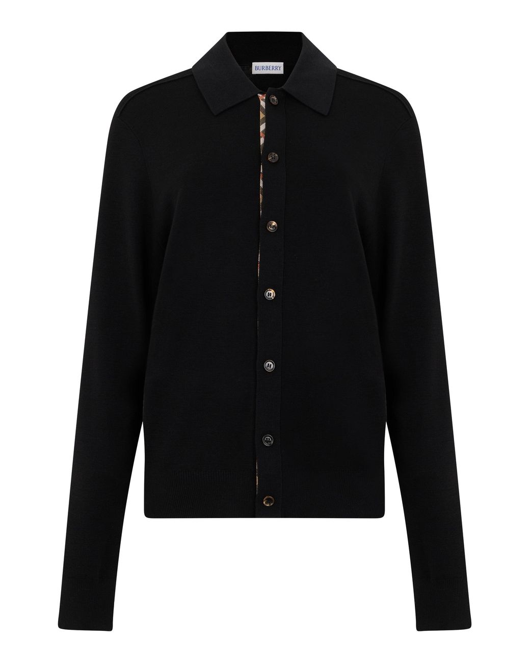 Burberry Black Long Sleeve Polo With Buttons for men