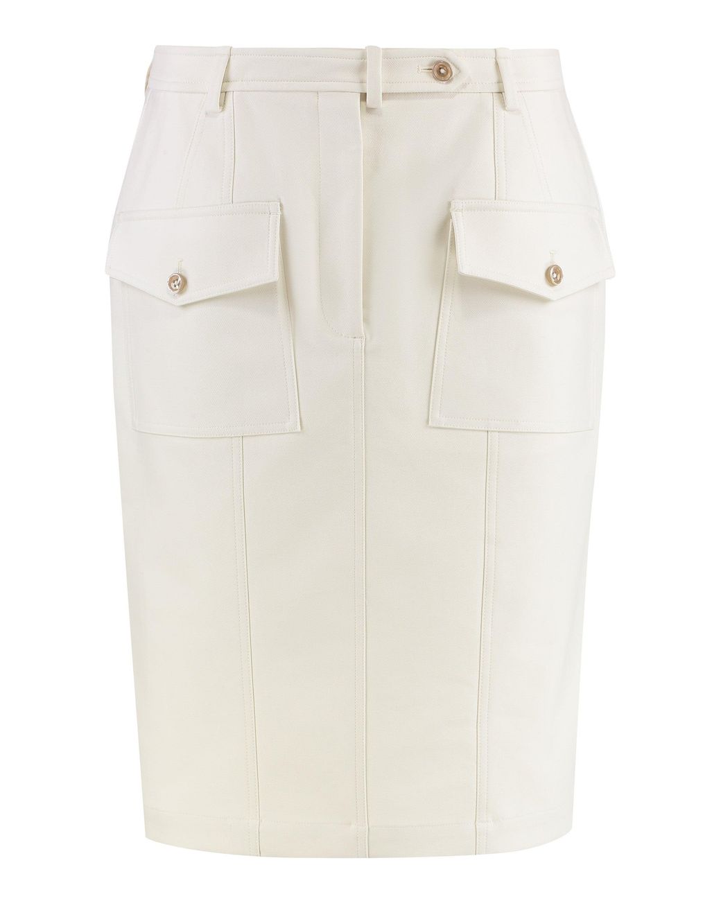 Tom Ford Natural Cotton Midi Skirt With Functional Pockets