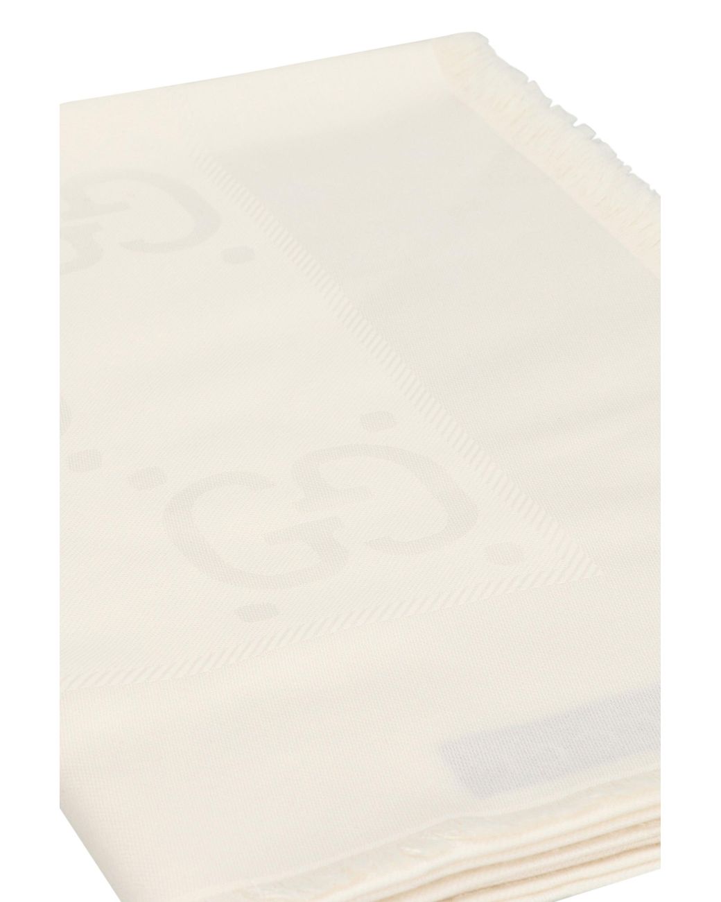 Scialle in lana e seta jacquard con motivo GG di Gucci in Natural