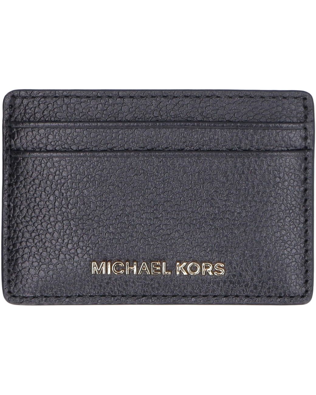 MICHAEL Michael Kors Jet Set Pebbled Calfskin Card Holder in Grey | Lyst UK