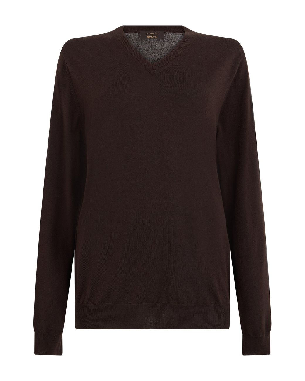 Slowear Brown Virgin Wool Sweater With V-Neck for men