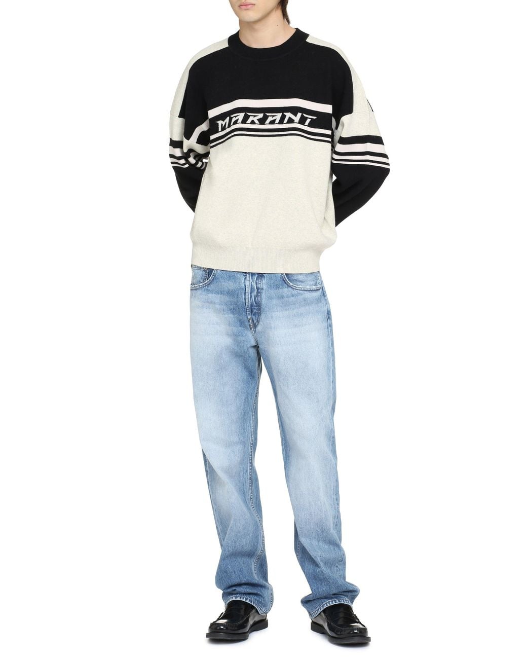 Isabel Marant Black Cotton Blend Crew-Neck Sweater for men