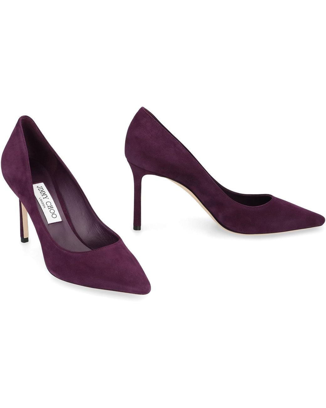 Jimmy Choo Purple Romy 85 Suede Stiletto Pumps Goatskin