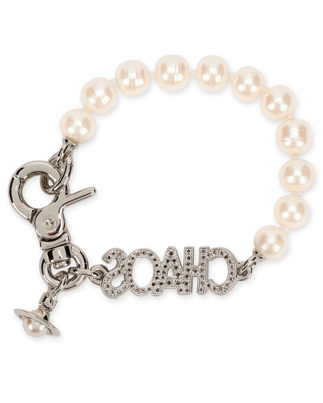Vivienne Westwood Metallic Bracelet With Chain And Pearls