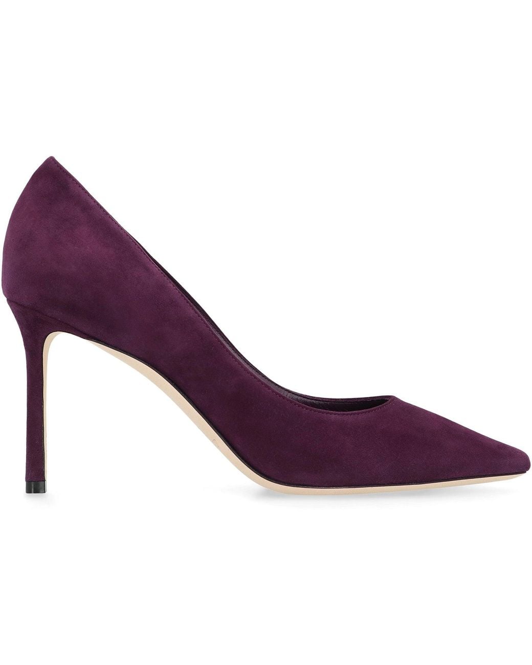 Jimmy Choo Purple Romy 85 Suede Stiletto Pumps Goatskin