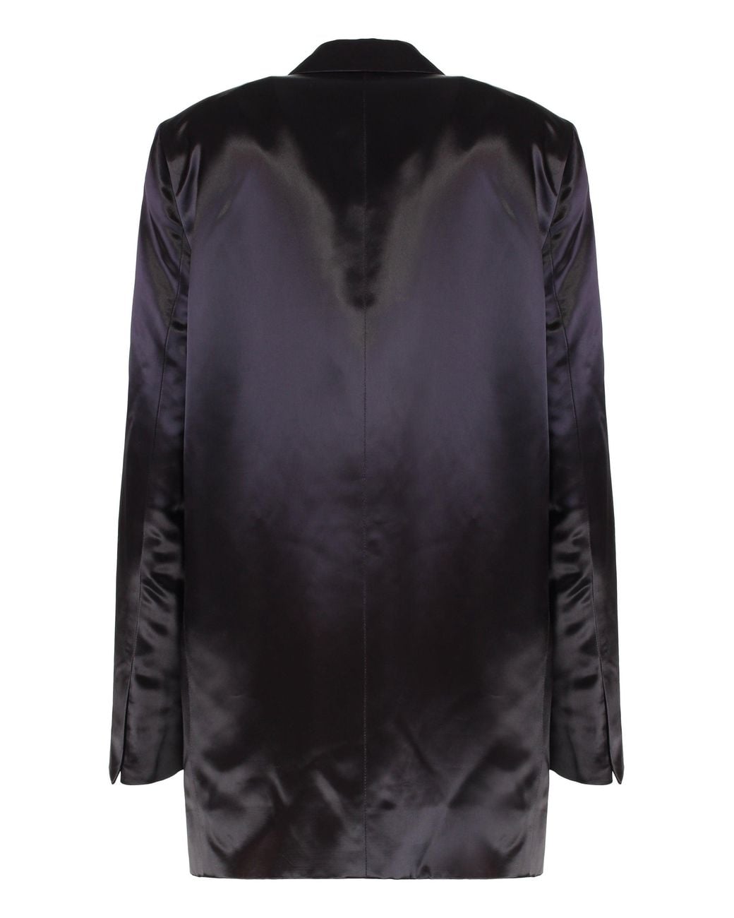 Dries Van Noten Black Jacket Satin Double-Breasted Viscose Blazers