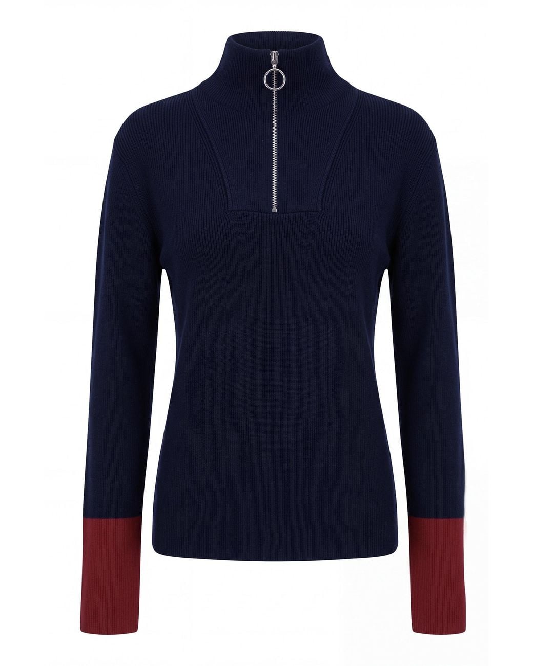 AMI Blue Wool Sweater With Zip Collar for men