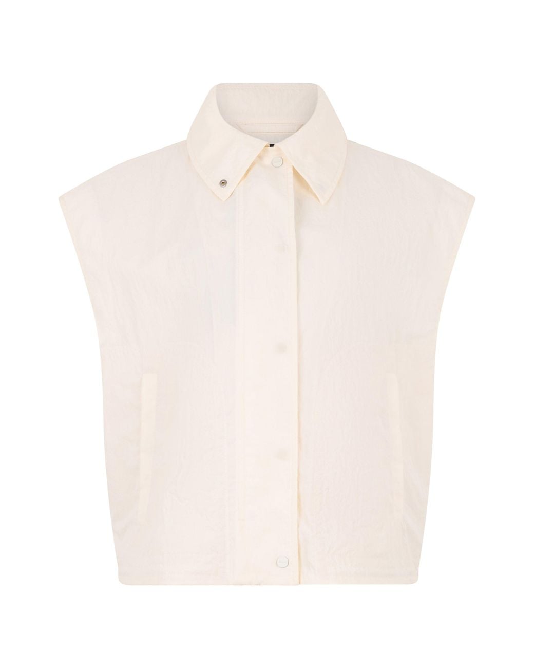Laminar White Sleeveless Cropped Jacket