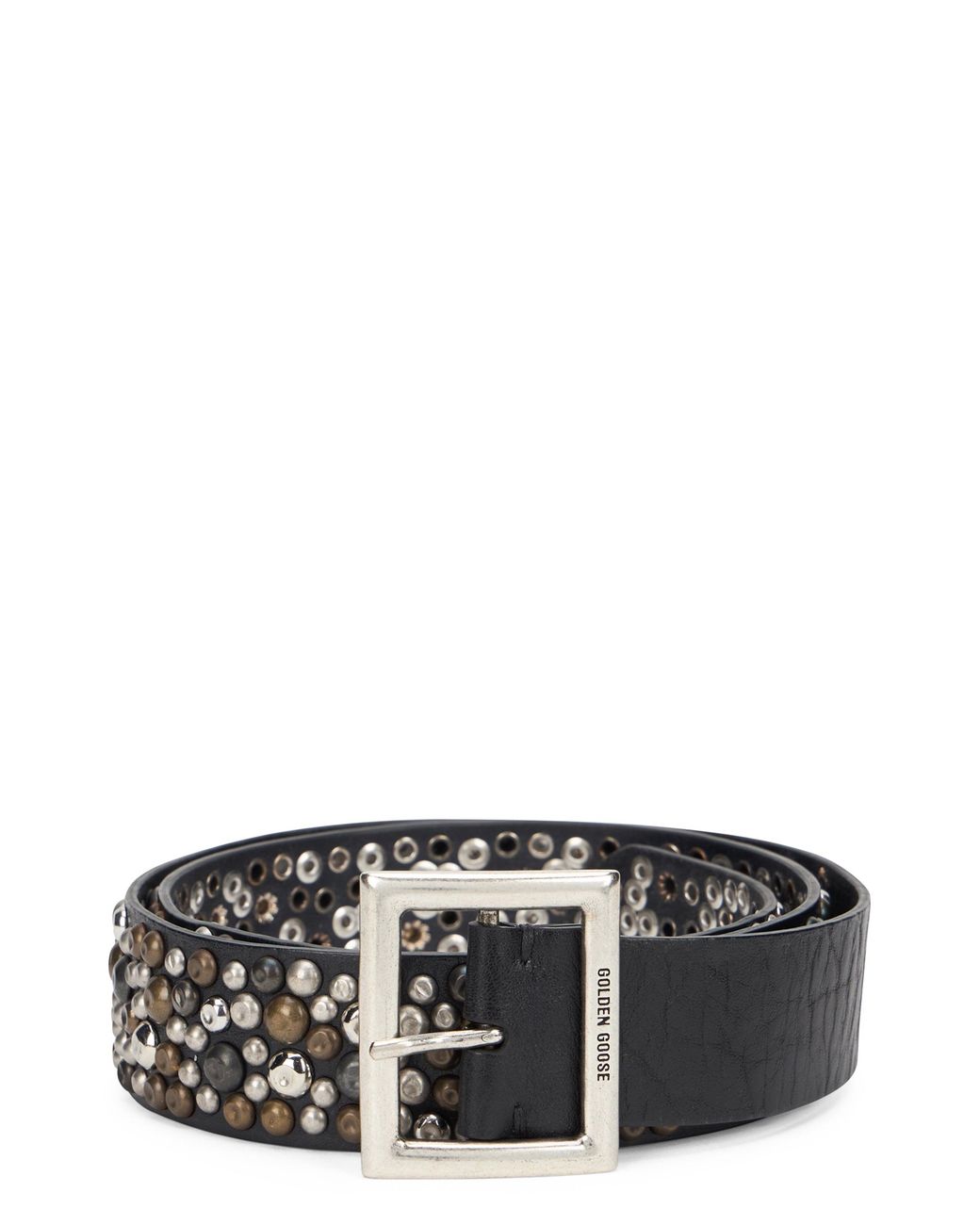 Golden Goose Deluxe Brand Gray Leather Belt With Studs