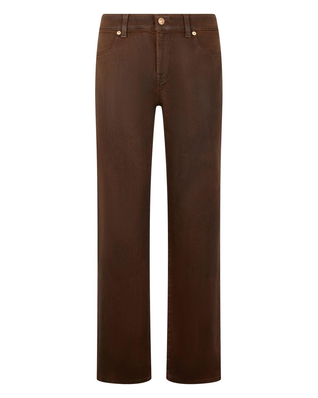 7 For All Mankind Brown Jeans Straight-Leg Cotton