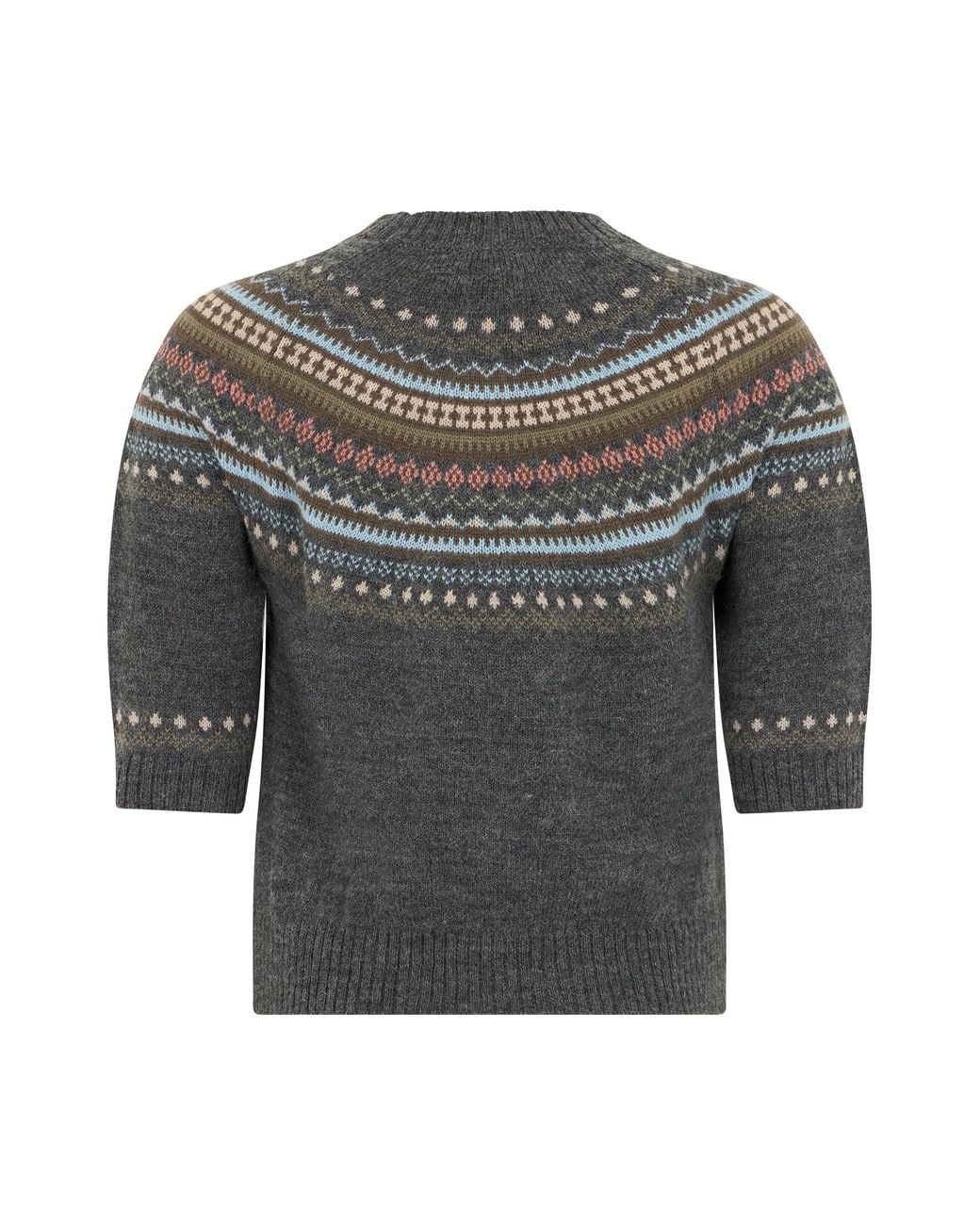 Weekend by Maxmara Gray Crew Neck Sweater With Short Sleeves