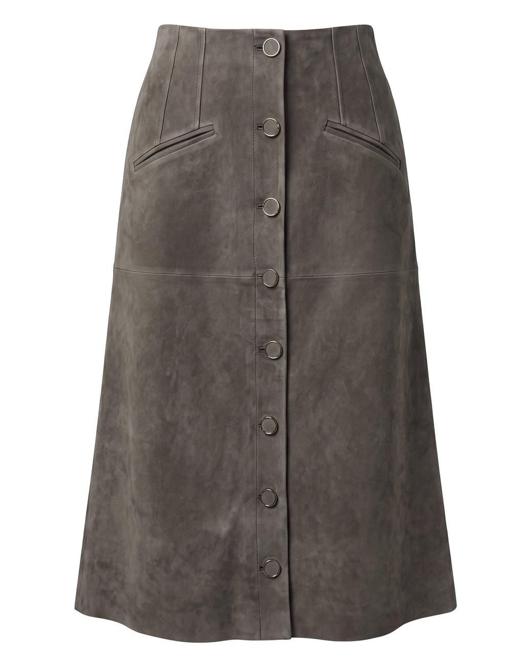 Veronica Beard Gray Lambskin Dress With Buttons