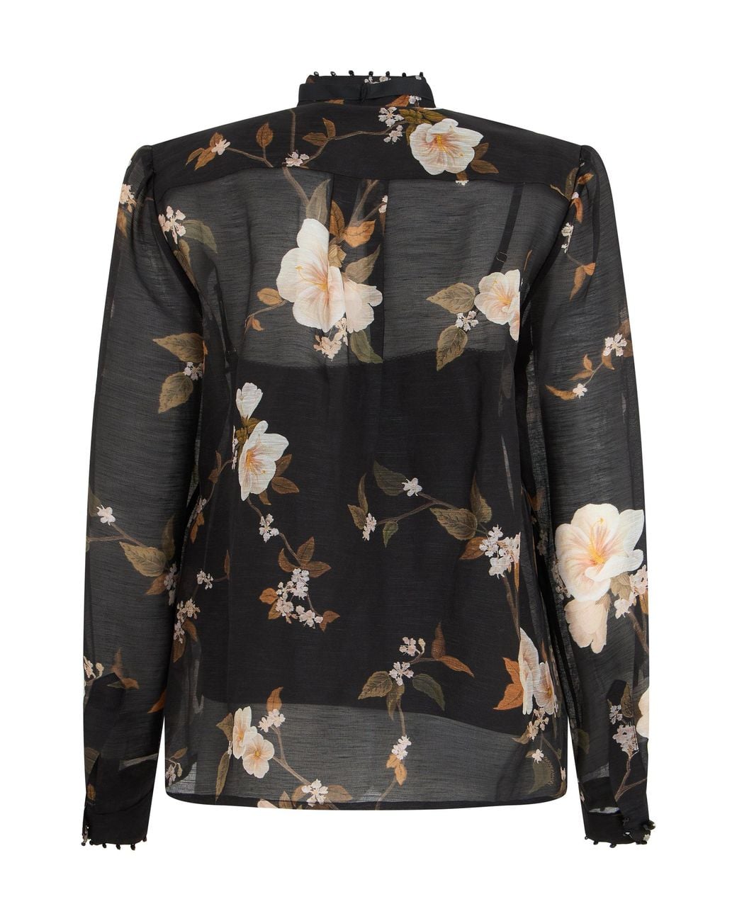 Zimmermann Black Blouse With Floral Pattern