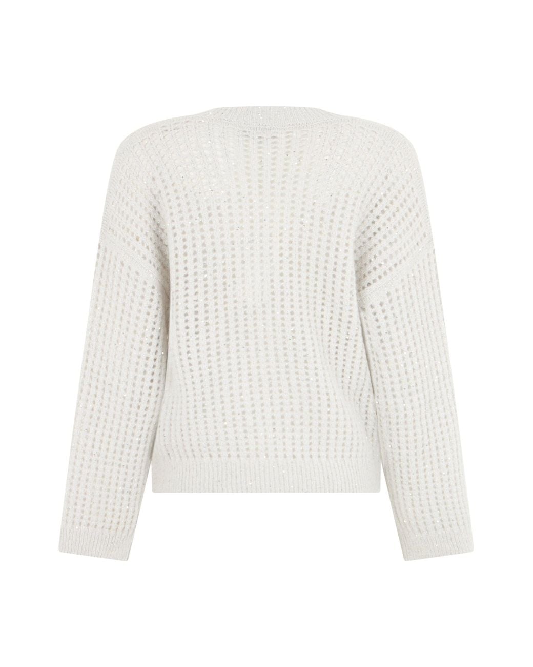 Peserico White Lace Sweater With Sequins