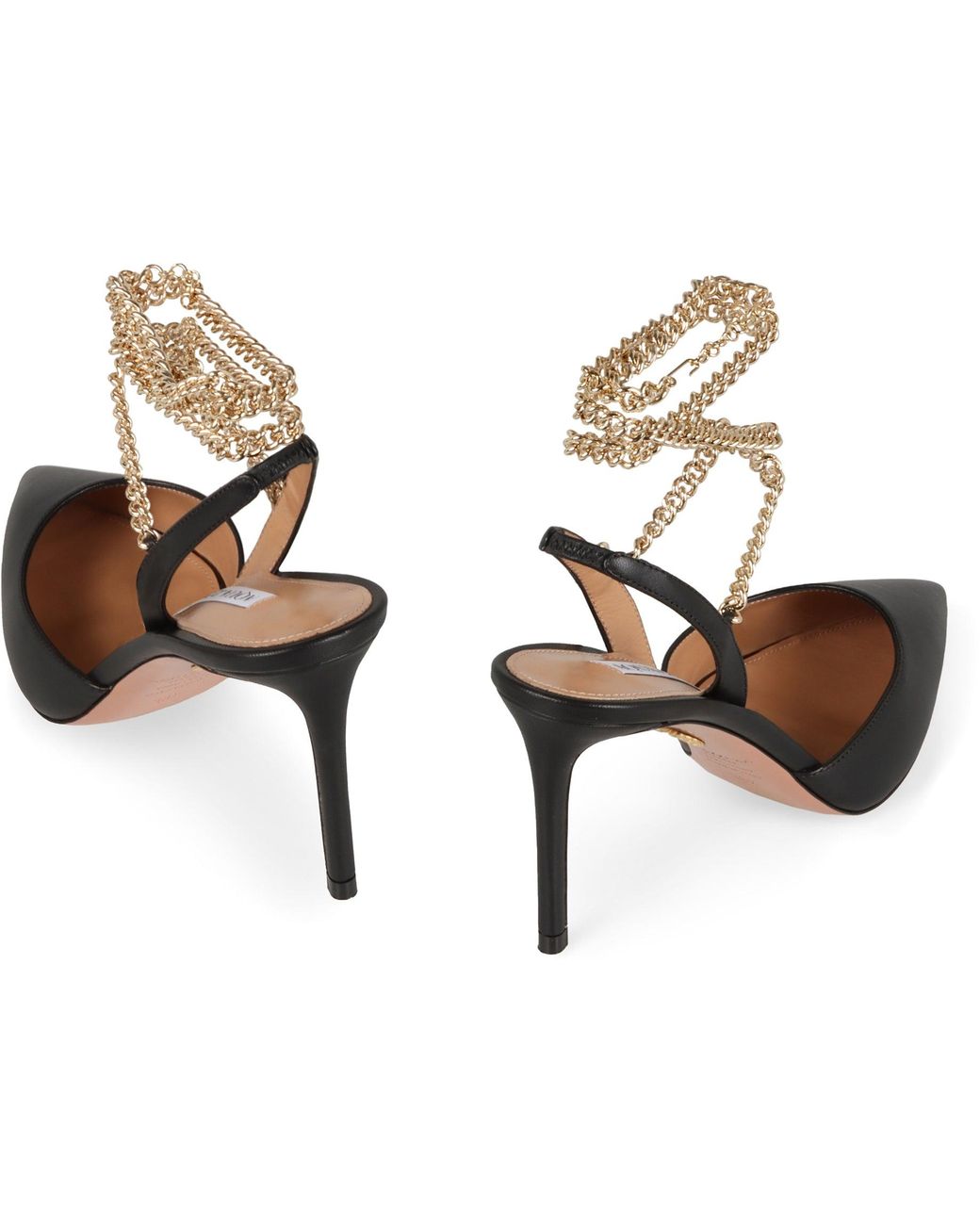 Aquazzura Black Flash Leather Pumps