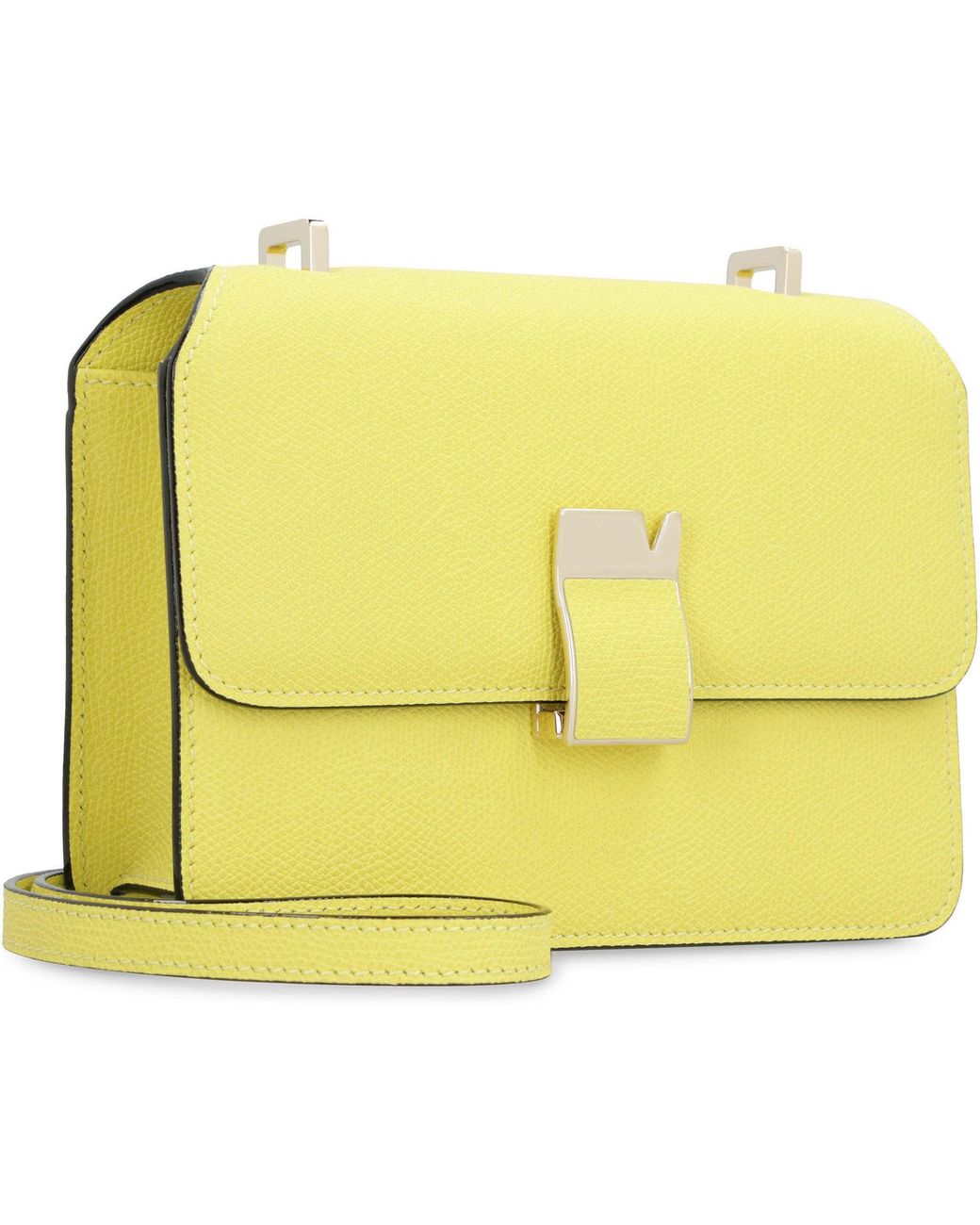 Valextra Yellow Nolo Mini Leather Crossbody Bag