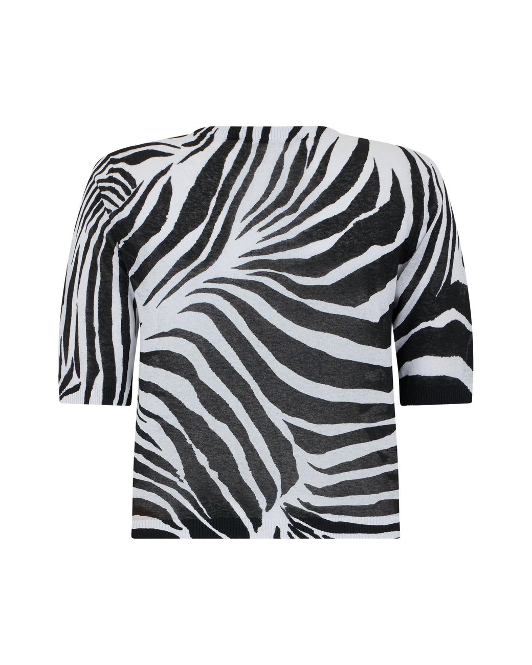 Max Mara Black Animal Print Sweater With Short Sleeves