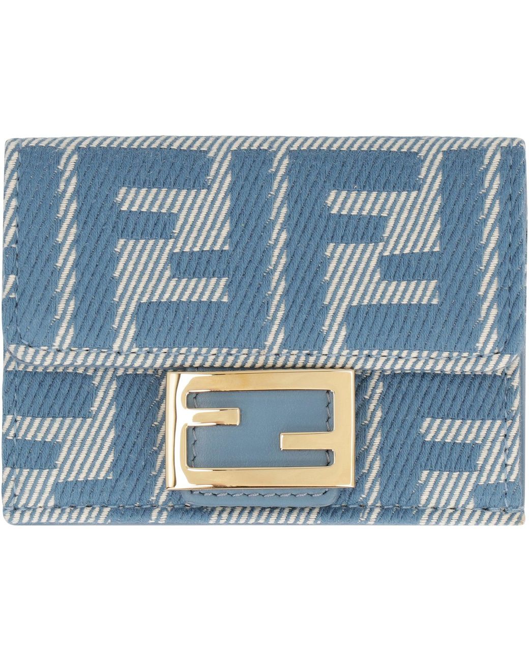 Fendi Blue Baguette Tri-Fold Wallet