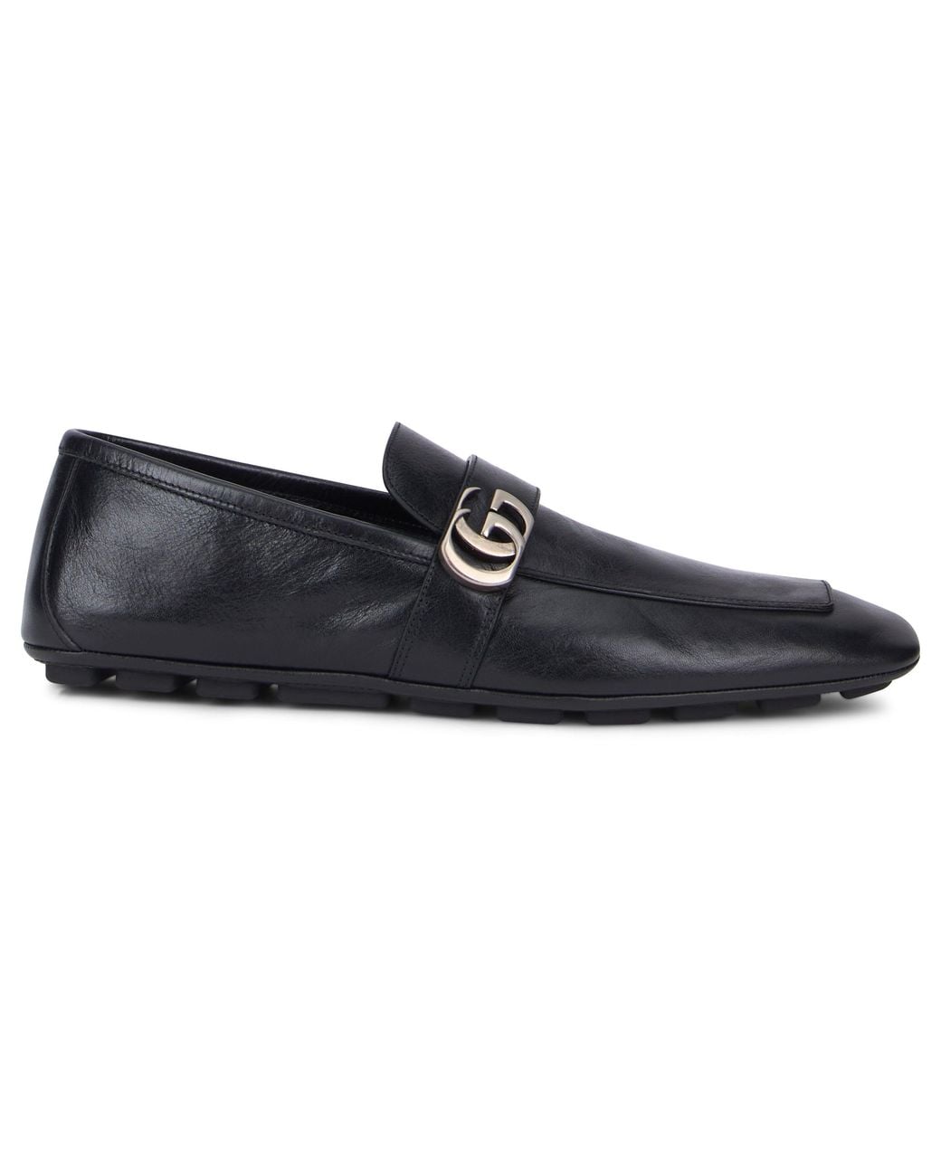 Gucci Black Leather Loafers With Logo for men