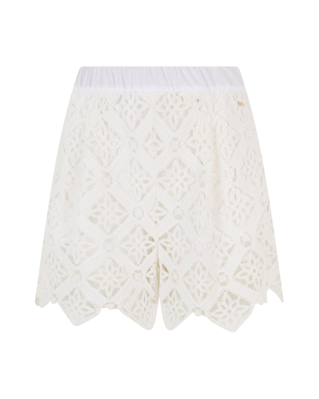 Herno White Crochet Shorts With Lace Effect