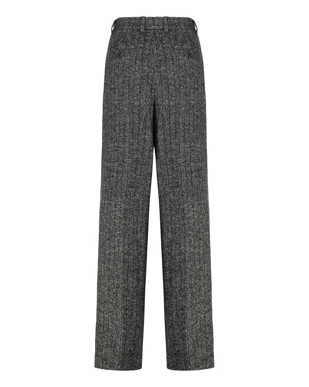 Dolce & Gabbana Gray Wool Wide-Leg Trousers