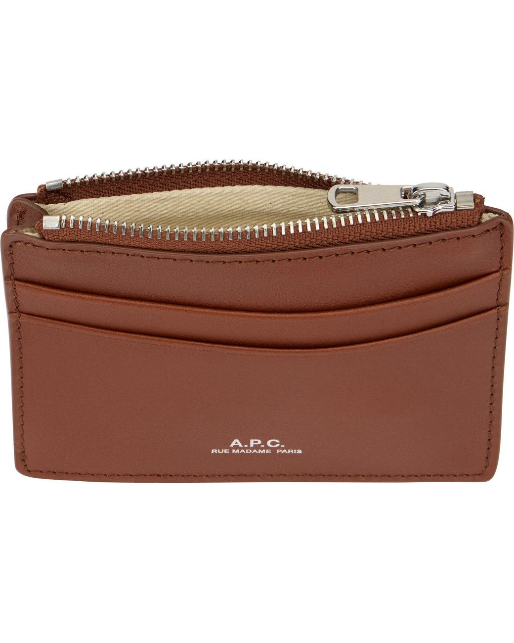 A.P.C. Brown Leather Card Holder Andre for men