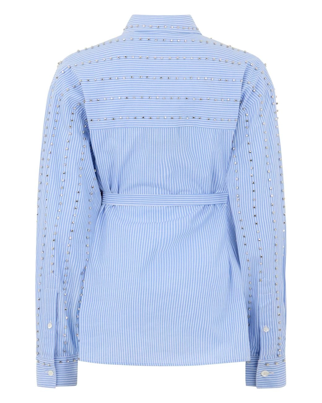 Pinko Blue Cotton Shirt With Rhinestones