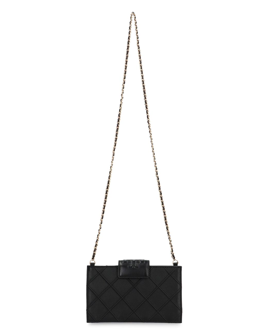 Tory Burch Black Fleming Leather Wallet On Chain