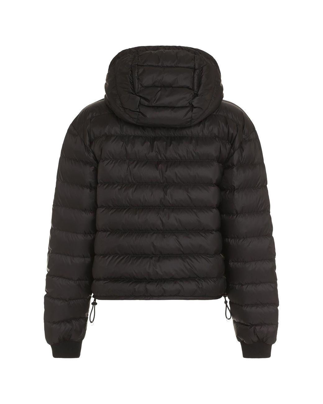 Palm Angels Black Hooded Full-Zip Down Jacket Elastane Puffer
