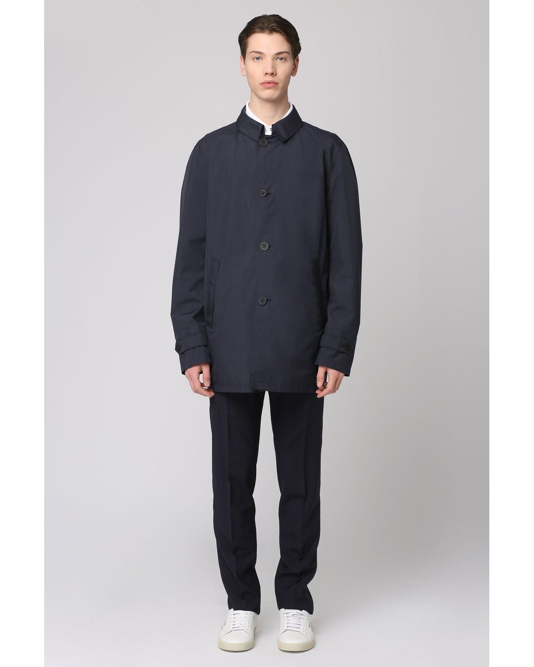 Herno Blue Techno Fabric Raincoat For for men