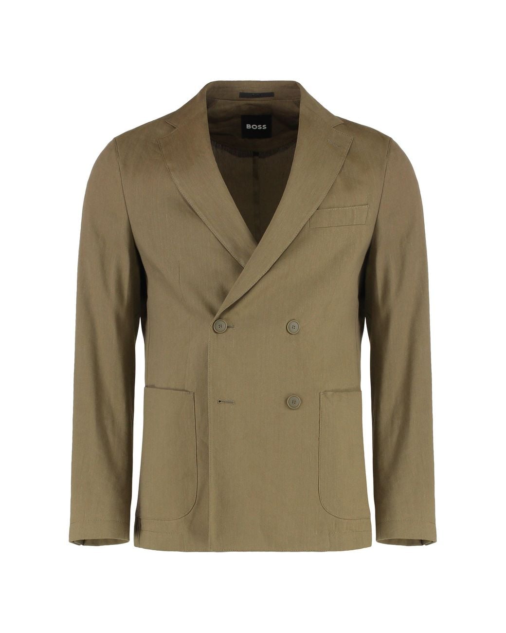 Boss Green Double-Breasted Linen Blend Jacket for men