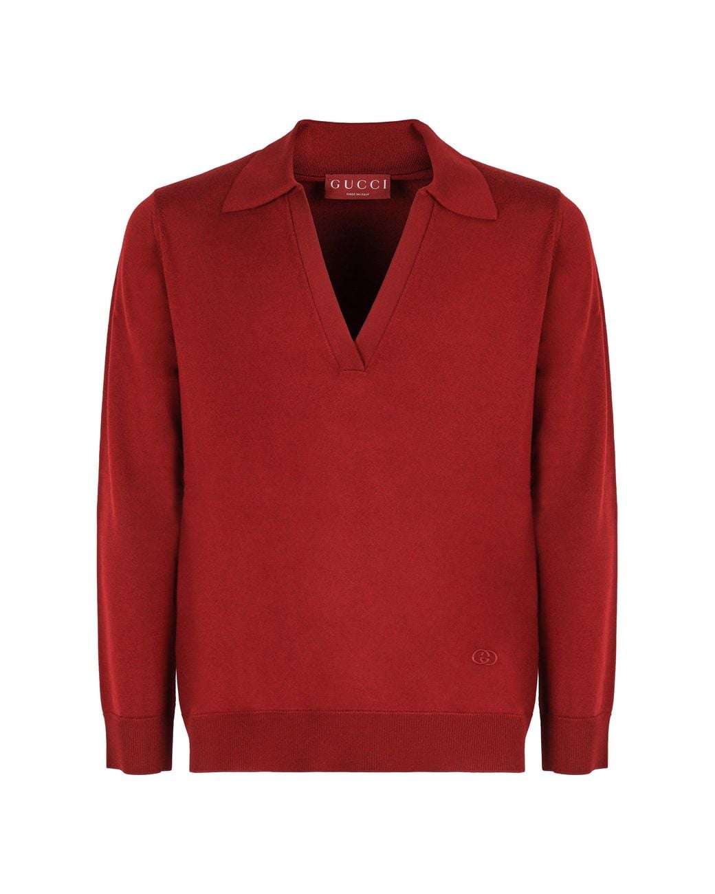 Gucci Red Wool V-Neck Sweater