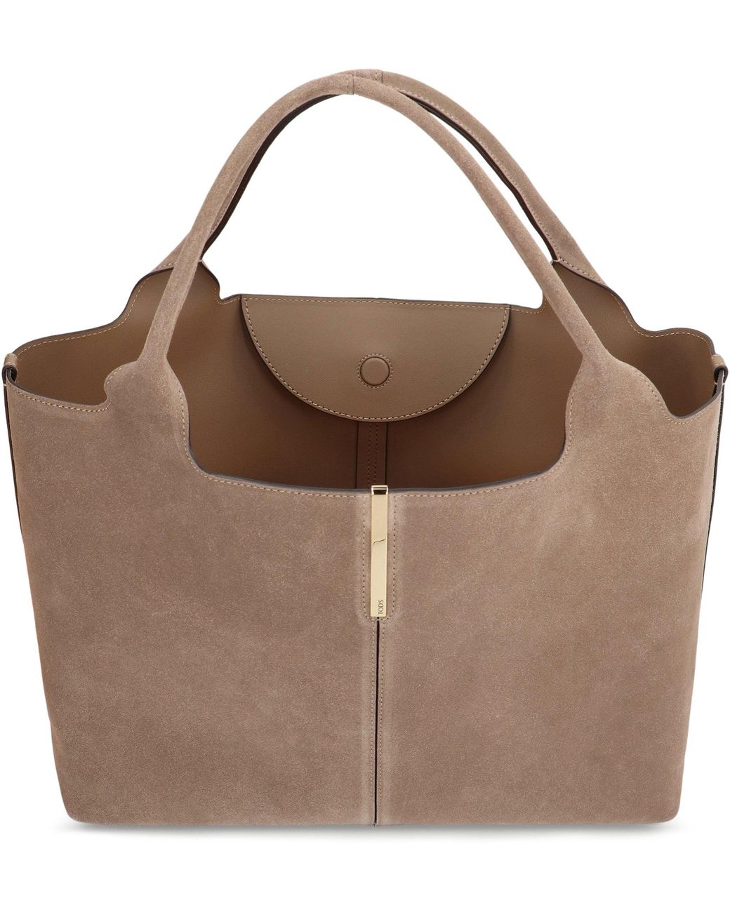 Tod's Brown Shopping Bag Suede Calfskin Tote