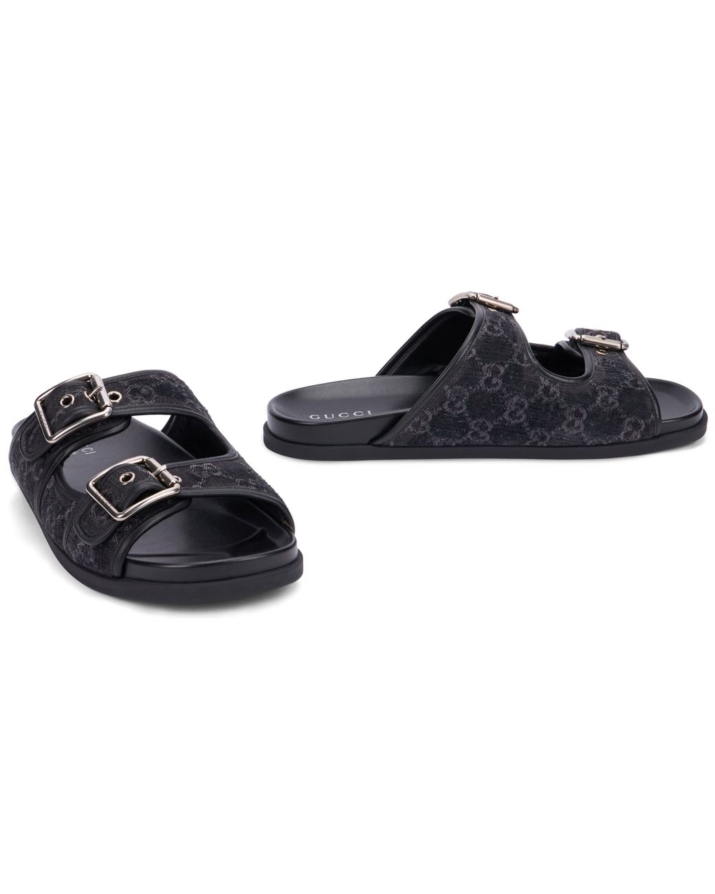 Gucci Black Denim Slider Sandals Cotton Slippers for men