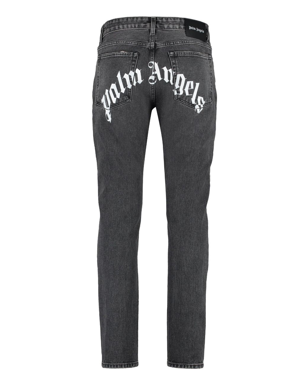 Palm Angels Gray Straight-Leg Jeans With Maxi Logo Cotton Regular for men