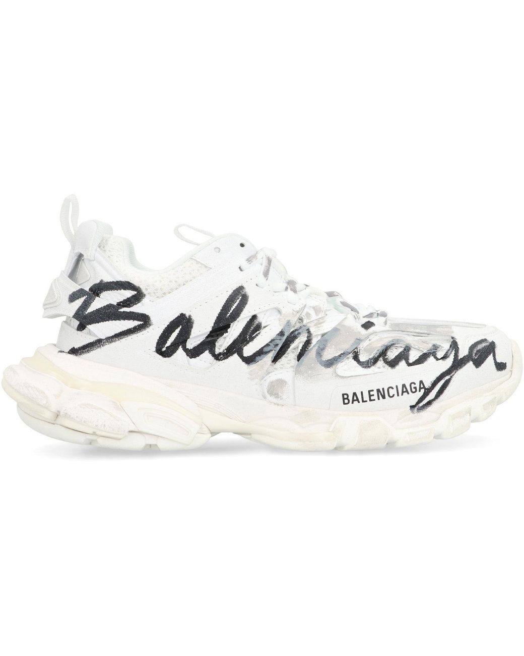 Balenciaga White Track Signature Low-Top Sneakers Polyurethane Trainers
