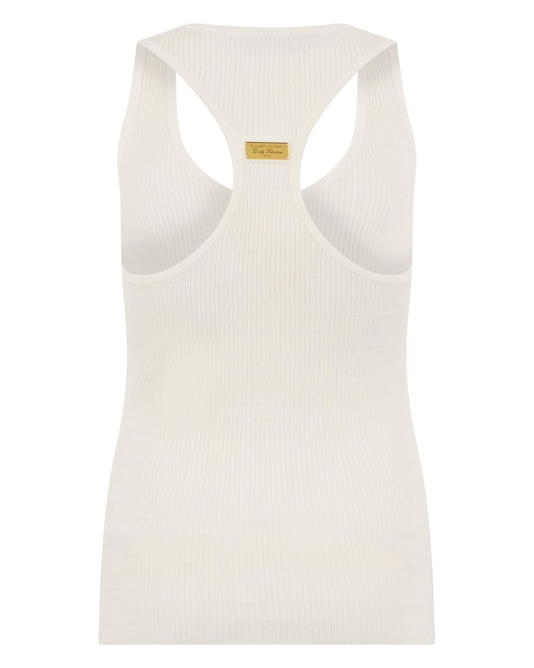 Elisabetta Franchi White Ribbed Tank Top With Buttons