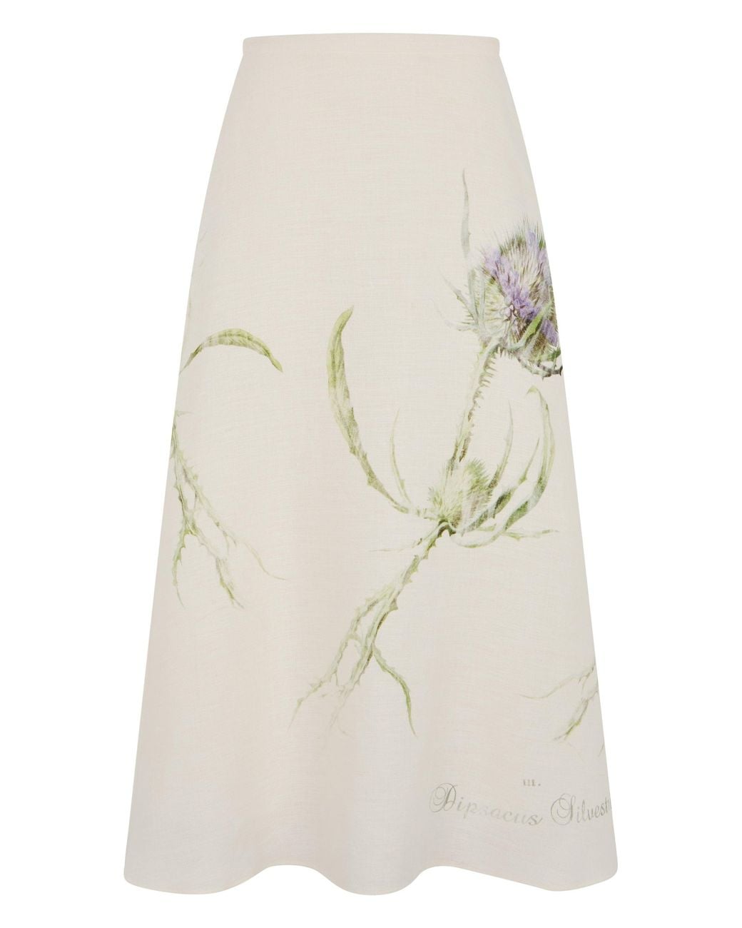 Alberta Ferretti White Linen Midi Skirt With Print