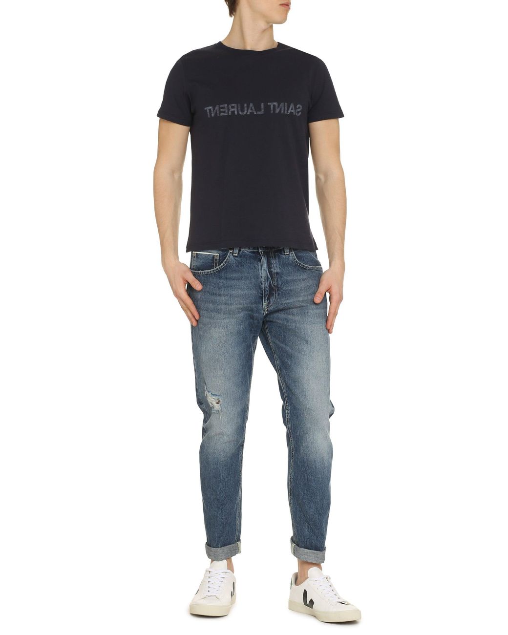 Saint Laurent Black Logo Cotton T-Shirt T-Shirts for men