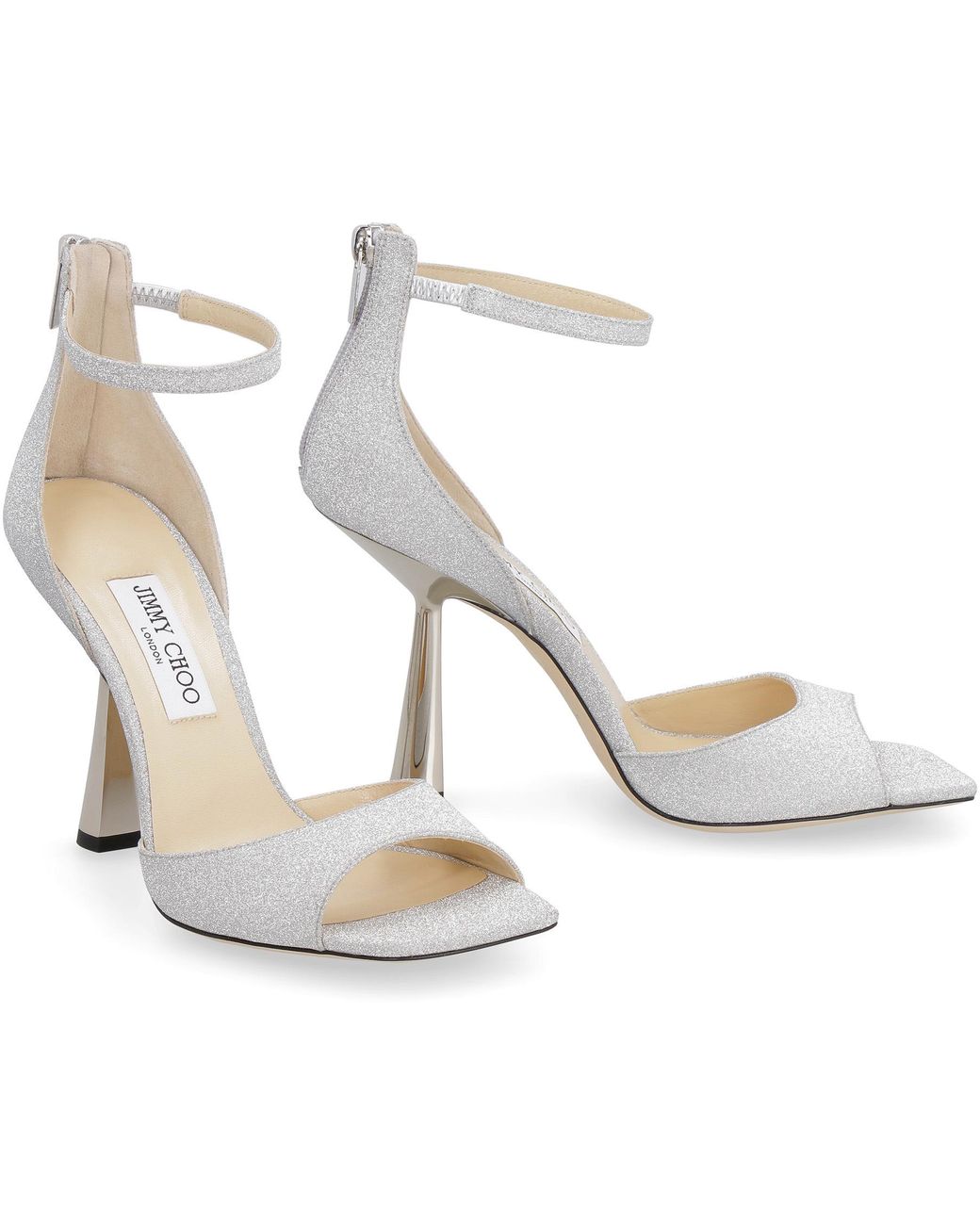 Jimmy Choo Reon 65 Glittered Sandals in Metallic | Lyst UK