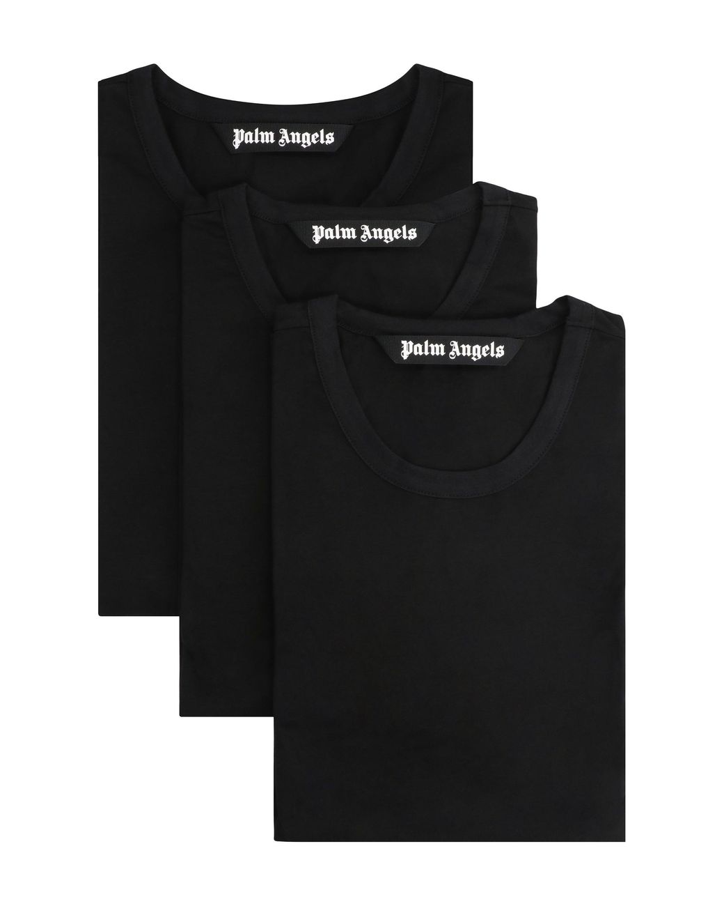Palm Angels Black Set Of Three Cotton T-Shirts for men