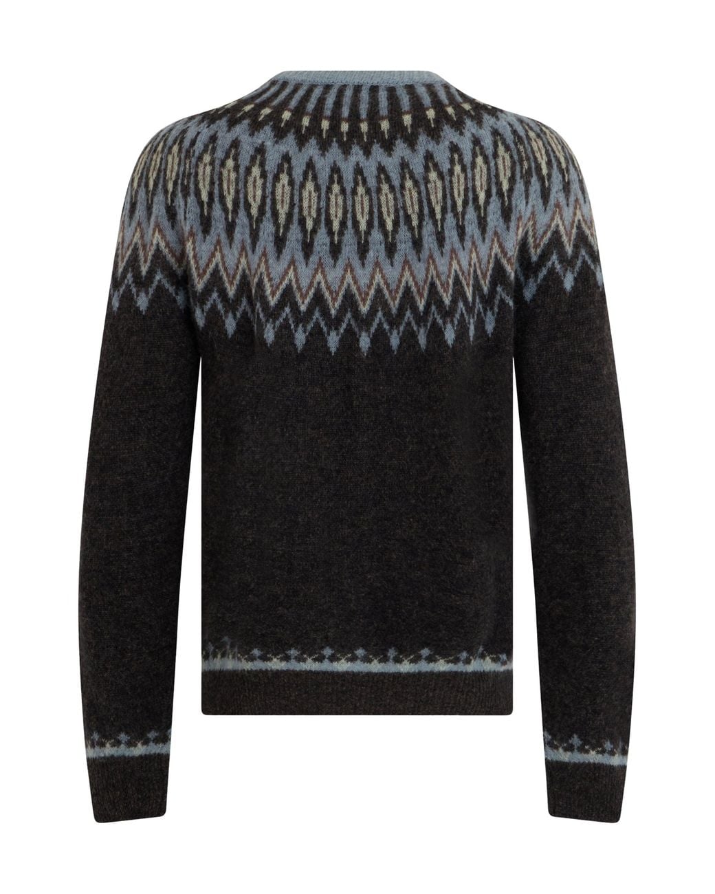 Roberto Collina Black Crew Neck Sweater With Jacquard Pattern for men