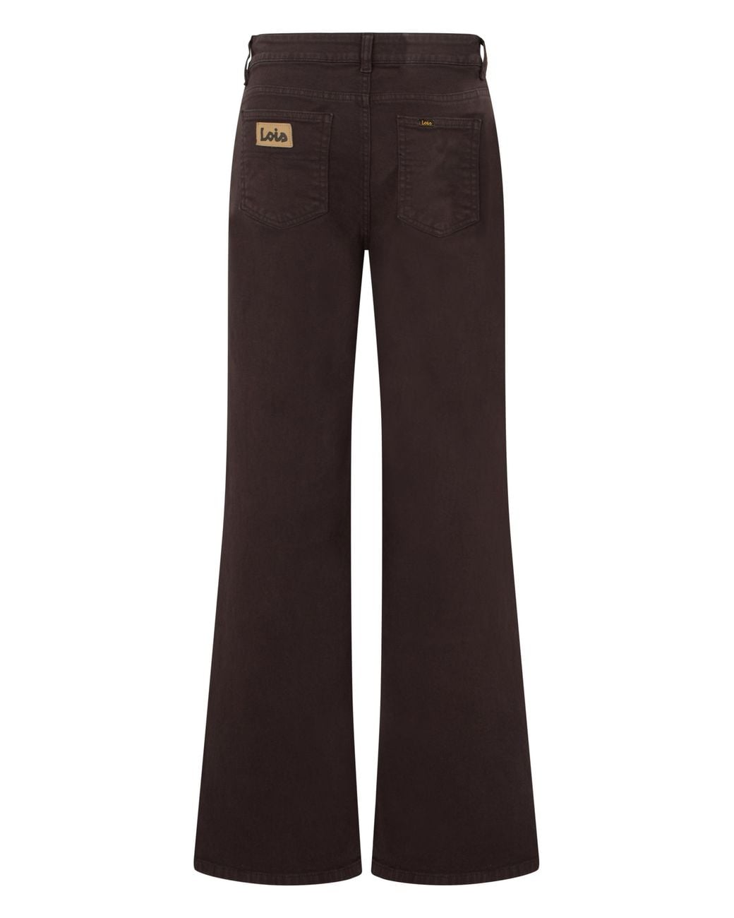 Lois Brown Loose High-Waist Cotton Denim With Wide Flare Legs