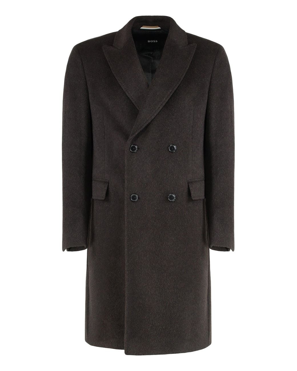 Boss Black Double-Breasted Coat for men